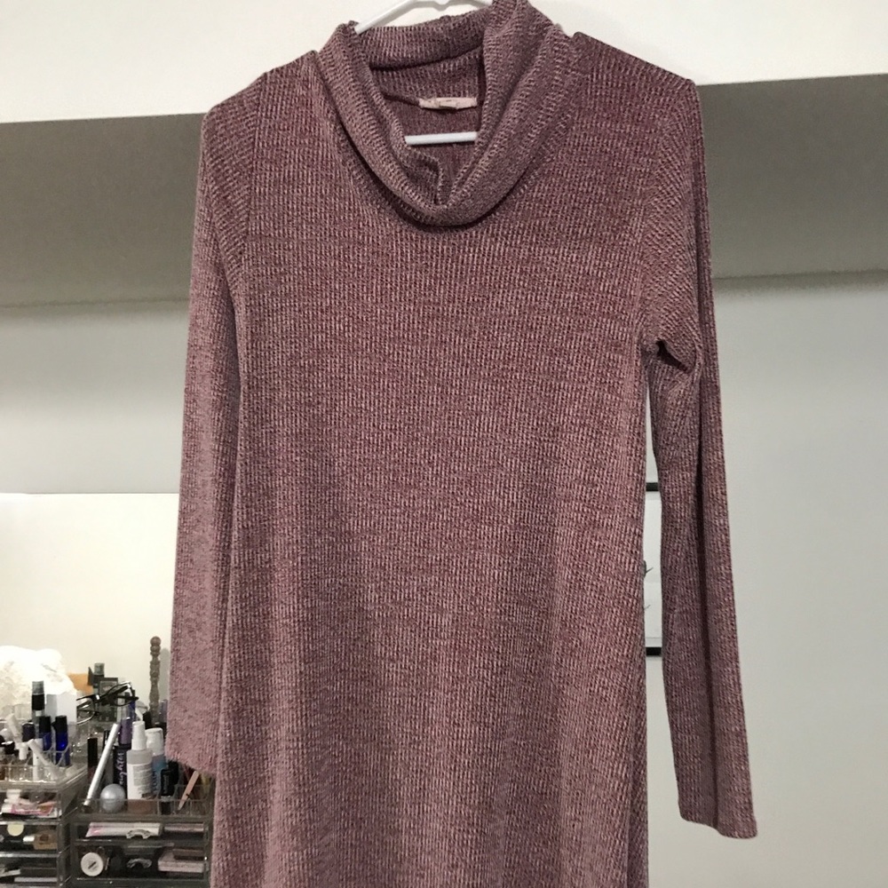 Cowl neck sweater dress